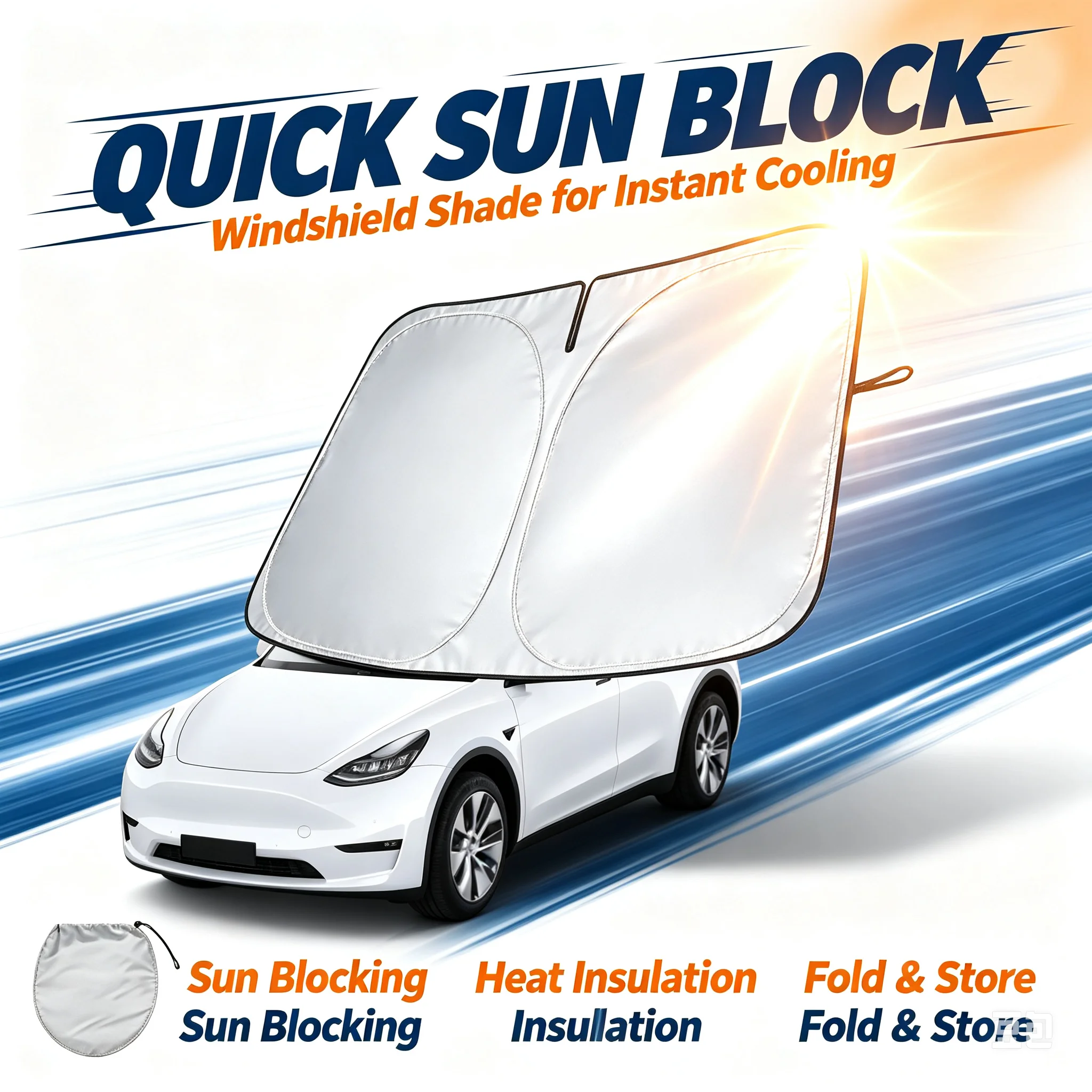 Car Sunshade Windshield Umbrella Foldable - مظلة سيارة عاكسة للأشعة فوق البنفسجية،