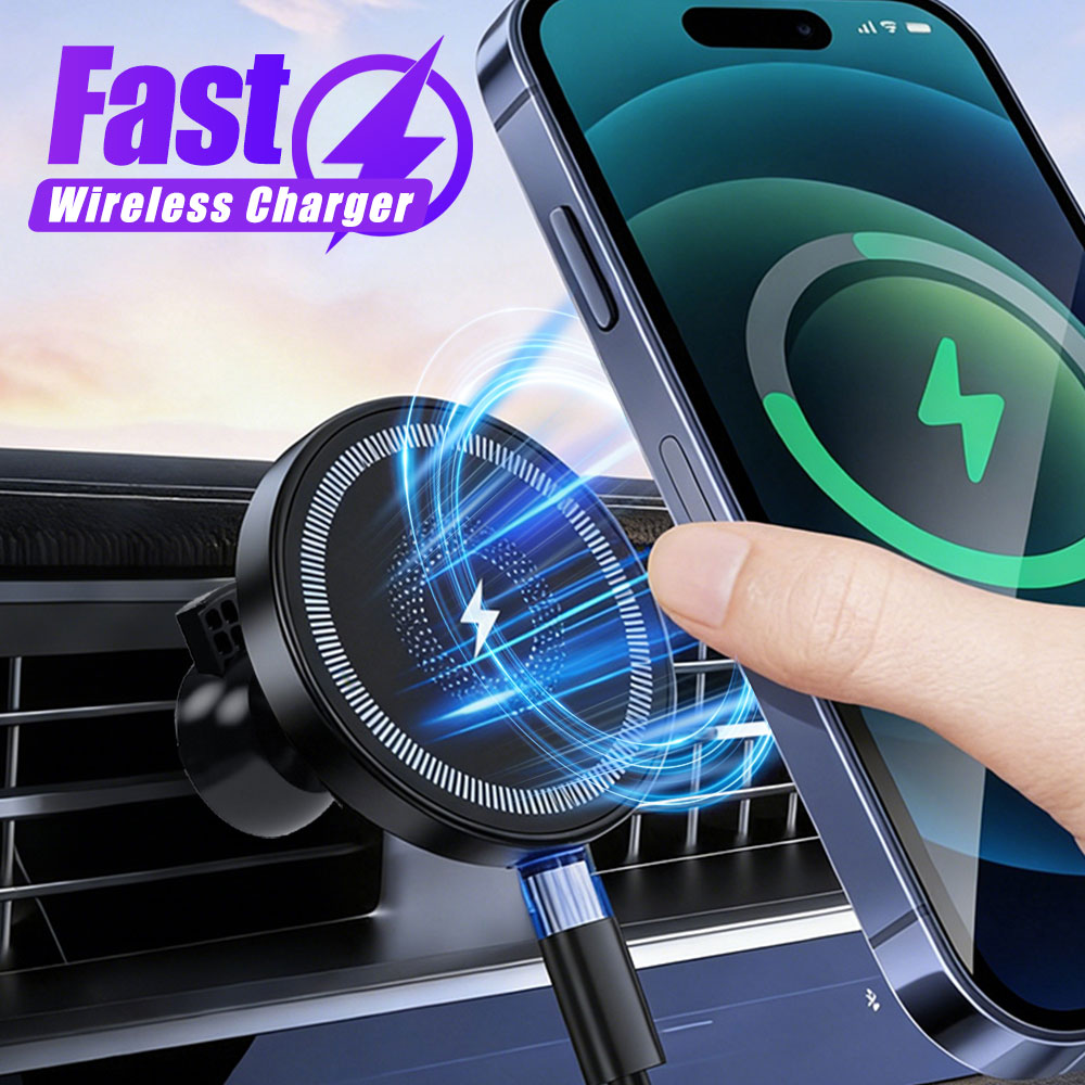 Magnetic Phone Holder For Car Vent - شاحن سيارة لاسلكي مغناطيسي وحامل هاتف