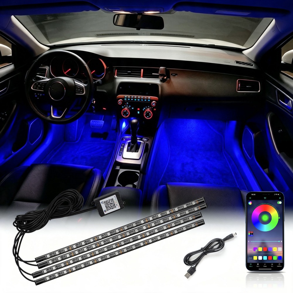 Led Ambient Interior Car Lights App Control - مصباح داخلي للسيارة متعدد الأوضاع بتقنية