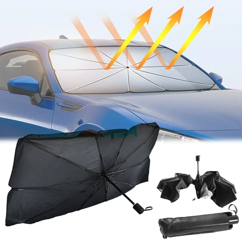 Car Sunshade Windshield Umbrella Foldable - واقي شمس للزجاج الأمامي للسيارة، مظلة