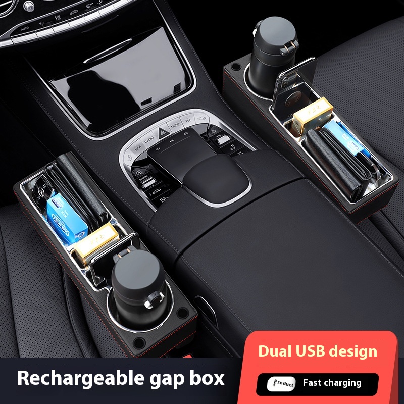 Seat Gap Filler Organizer With Usb Charger - جلد صناعي حشو الفجوة لمقعد السيارة