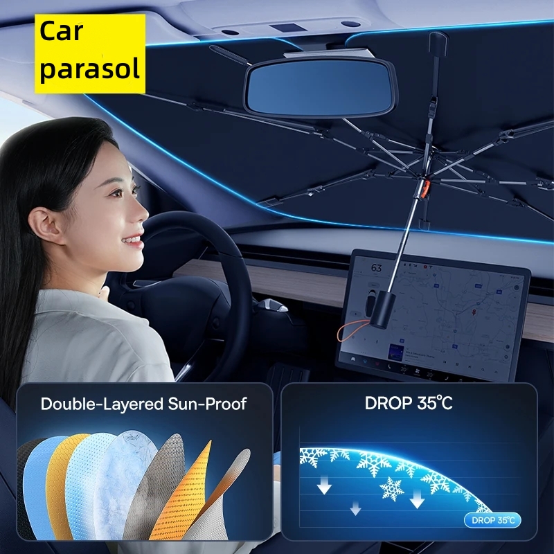 Car Sunshade Windshield Umbrella Foldable - مظلة السيارات الزجاج الأمامي مظلة الجبهة