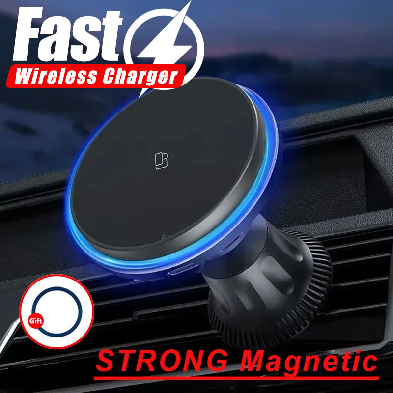 Wireless Car Charger Mount Fast Charging - شاحن سيارة لاسلكي مغناطيسي LED/RGB لهواتف