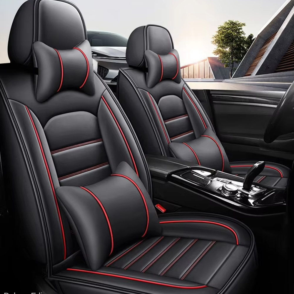 Leather Car Seat Covers Full Set Universal - أغطية مقاعد سيارات شاملة ثلاثية الأبعاد