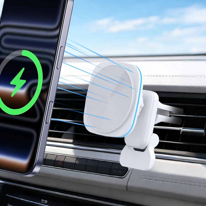 Magnetic Phone Holder For Car Vent - شاحن سيارة لاسلكي مغناطيسي بقوة 15