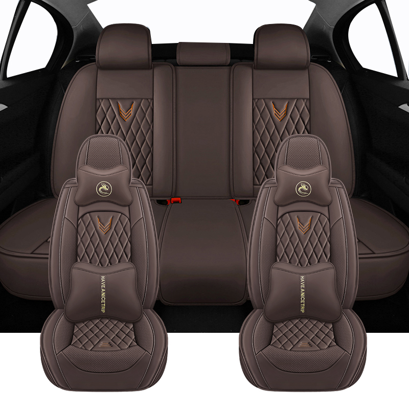 Leather Car Seat Covers Full Set Universal - مجموعة كاملة من أغطية مقاعد السيارة