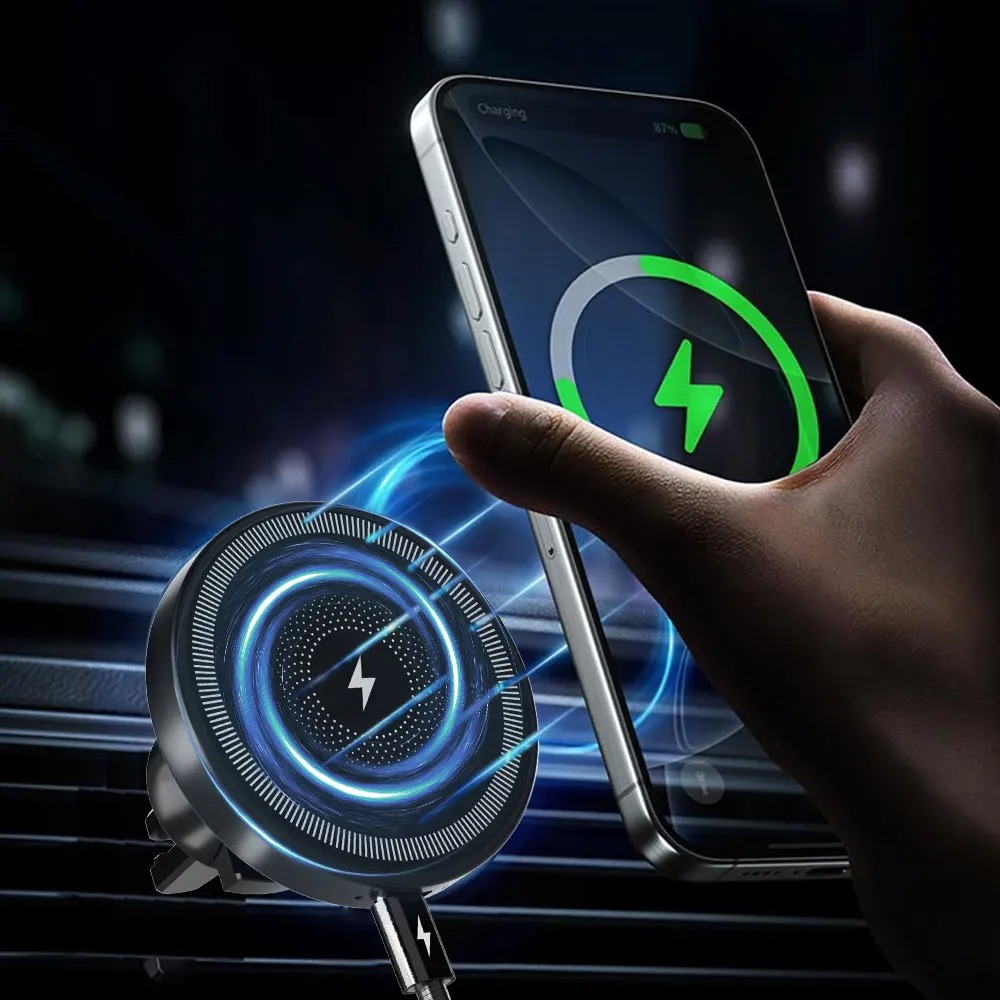 شاحن سيارة لاسلكي مغناطيسي وحا - مراجعة Magnetic Phone Holder For Car Vent وسعره