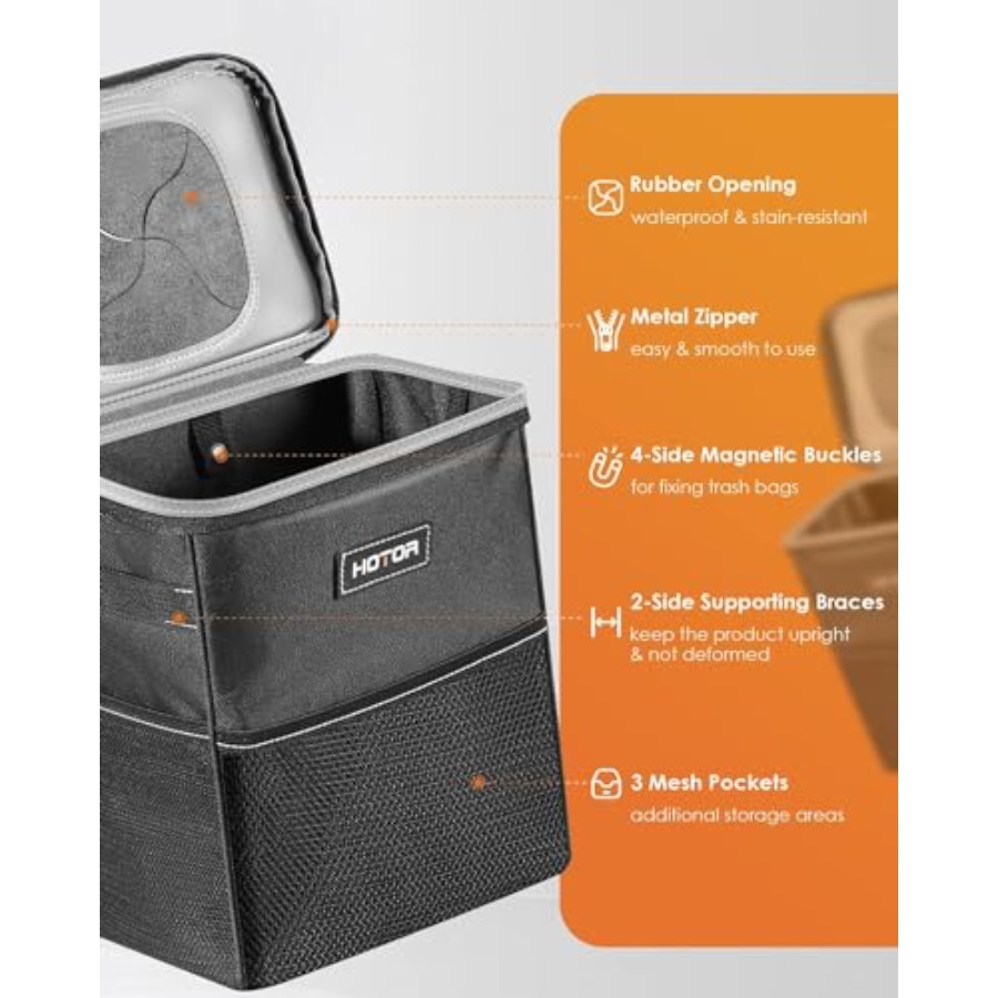 سلة مهملات للسيارة مع غطاء وجي - مراجعة Waterproof Car Trash Can With Lid وسعره