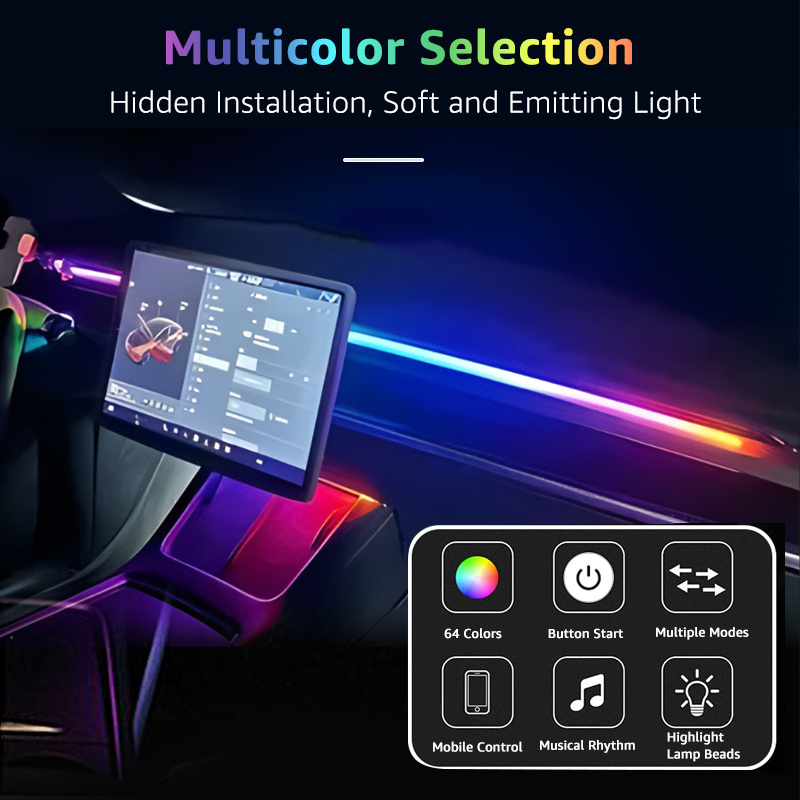 مصباح أمامي 78 بوصة ، لوحة قيا - مراجعة Led Ambient Interior Car Lights App Control وسعره