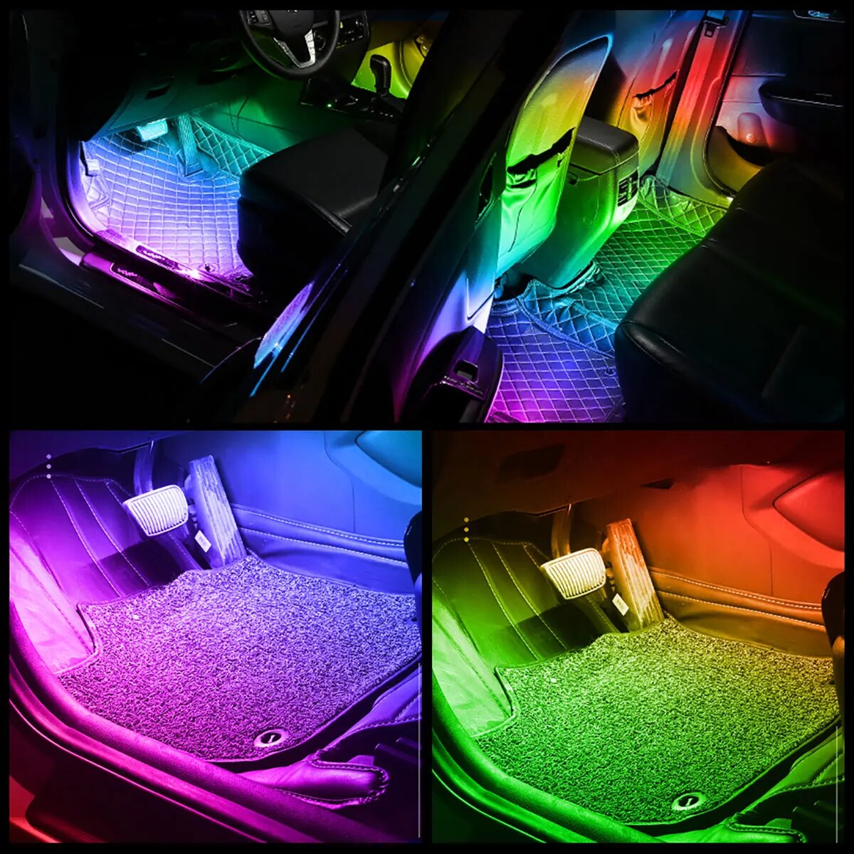 سيارة سيمفونية ليد 4 في 1 6 في - مراجعة Led Ambient Interior Car Lights App Control وسعره
