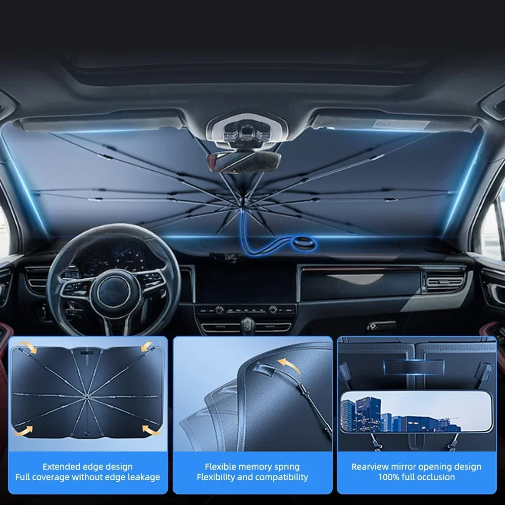 مظلة قابلة للطي لحماية زجاج ال - مراجعة Car Sunshade Windshield Umbrella Foldable وسعره