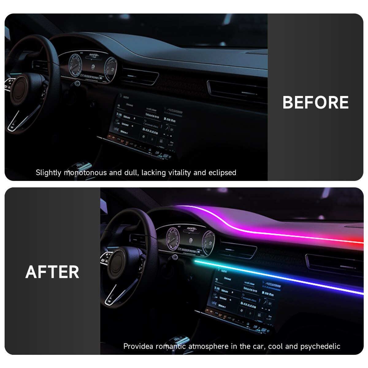 شريط إضاءة LED أكريليك بـ 64 ل - مراجعة Led Ambient Interior Car Lights App Control وسعره