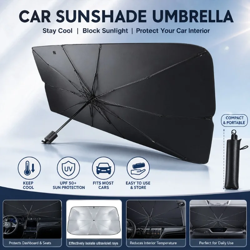 مظلة واقية من الشمس قابلة للطي - مراجعة Car Sunshade Windshield Umbrella Foldable وسعره