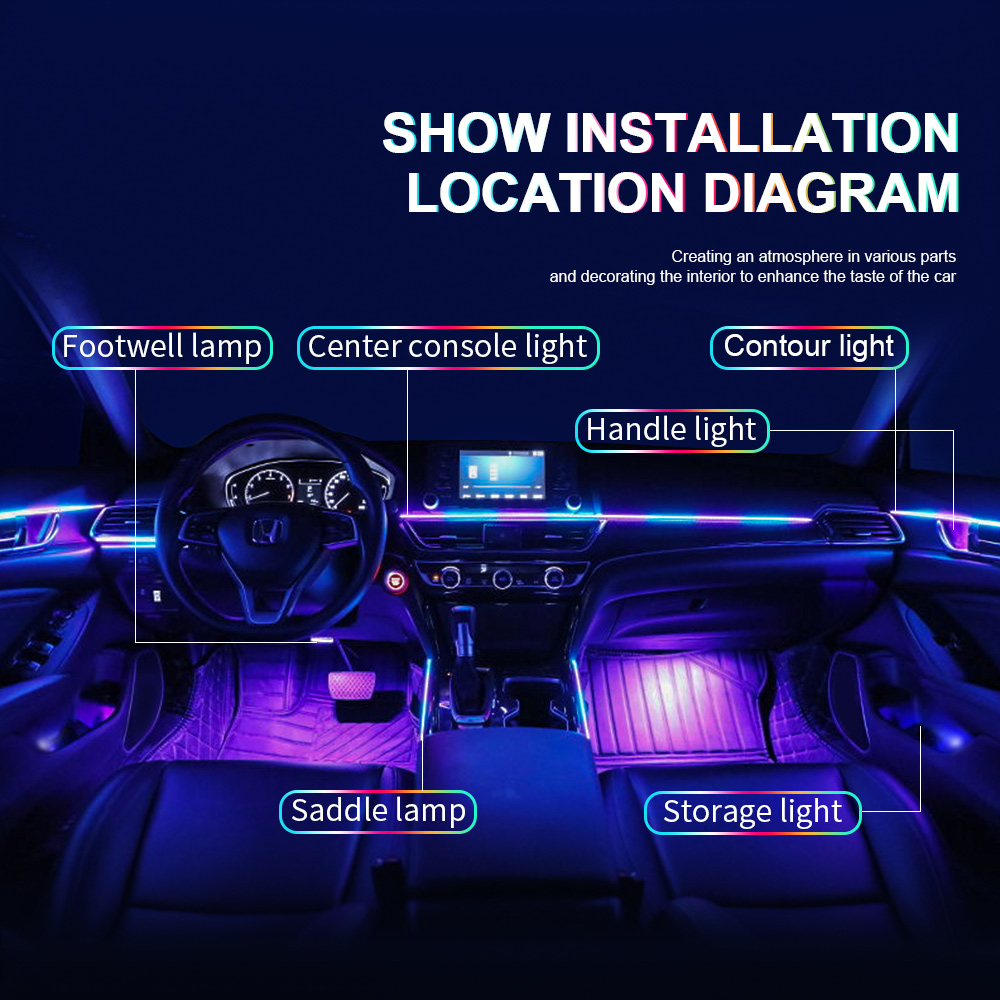 18 في 1 منطقة مزدوجة سيمفوني غ - مراجعة Led Ambient Interior Car Lights App Control وسعره